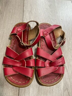 Salt Water Sandals by Hoy Kids Red Leather Strappy Sandals Girls Sz 10 Strap